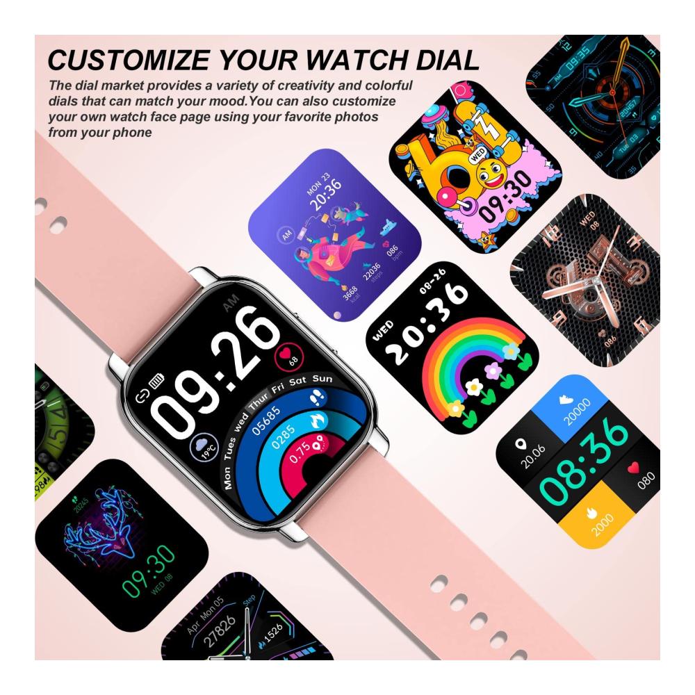 Fashion Smartwatches SUPBRO Smartwatch 1.85 – Personalisierter Bildschirm Bluetooth Anruf Musiksteuerung Herzfrequenz Schrittzähler Kalorien – IP68 Wasserdichter Fitness Tracker für iOS und Android