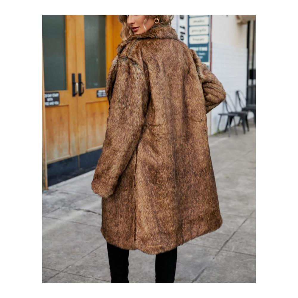 Damen Winter Strickjacke XXL in Schwarz mit Kunstpelz Kragen - Warme Fleece Jacke für kalte Tage