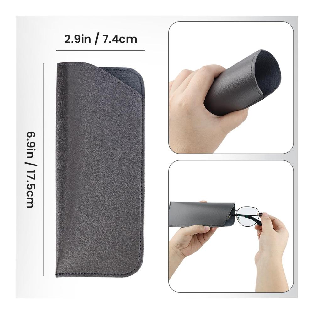 Brillenetui Set - 4 Stück weiches Leder tragbar 17.8 x 7.6 cm PU-Leder Schutzhüllen