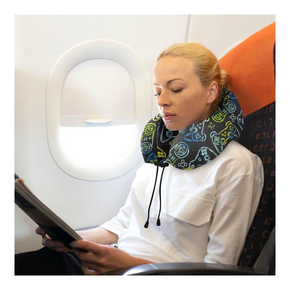 Memory Foam Reisekissen für Spiele & Unterwegs - Kopf- und Halsunterstützung Atmungsaktiv und Bequem - Ideales Nackenkissen für Flugzeug Zug Home Office - Tragbar und Komfortabel