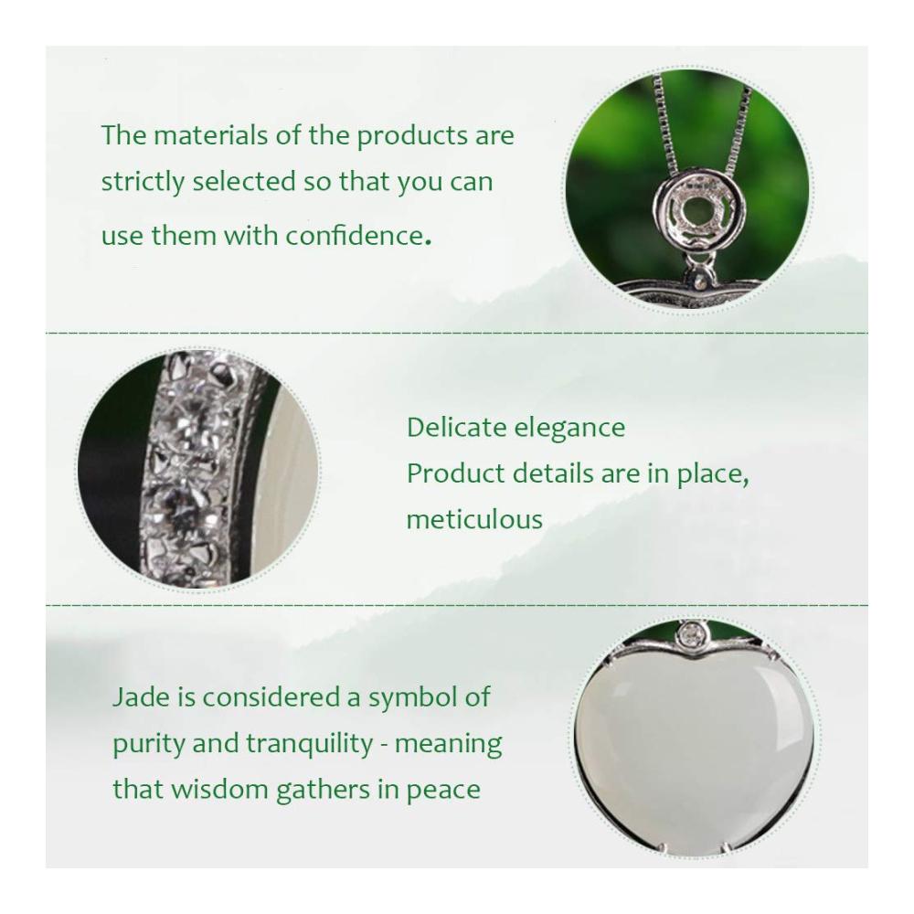 18 Smaragd & Jaspis Herz Anhänger Kette - Sterling Silber Schmuck mit Weißer Jade - Unisex Halskette in Geschenkbox