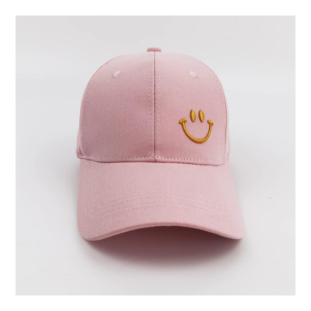 Baseball Cap in Pink | Verstellbare Baumwoll-Sportkappe mit Smiley-Motiv für Damen und Herren | Sonnenschutz beim Sport Reisen und draußen