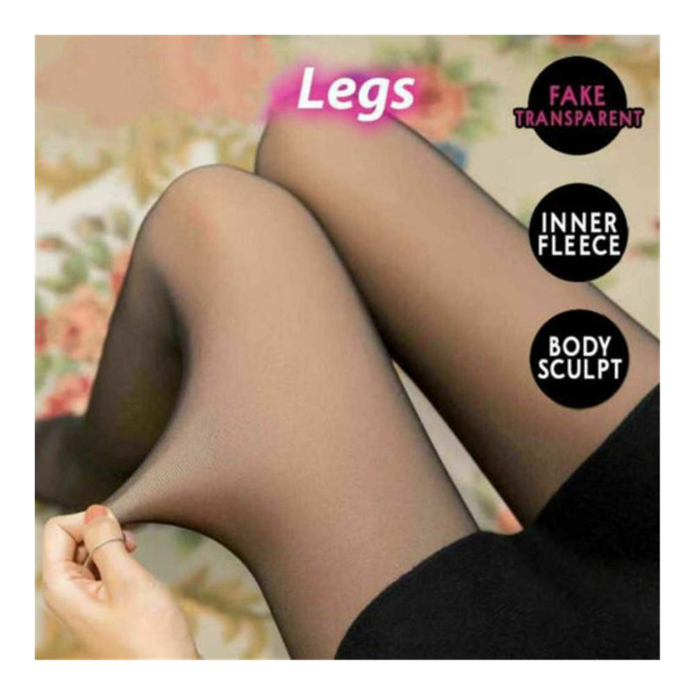 2er Set Damen Thermo-Strumpfhosen | Makellose Beine Warm & Dehnbar | Durchscheinende Leggings mit Fleece-Futter | Abnehmbar und Gefüttert | Schwarz-A Größe 90