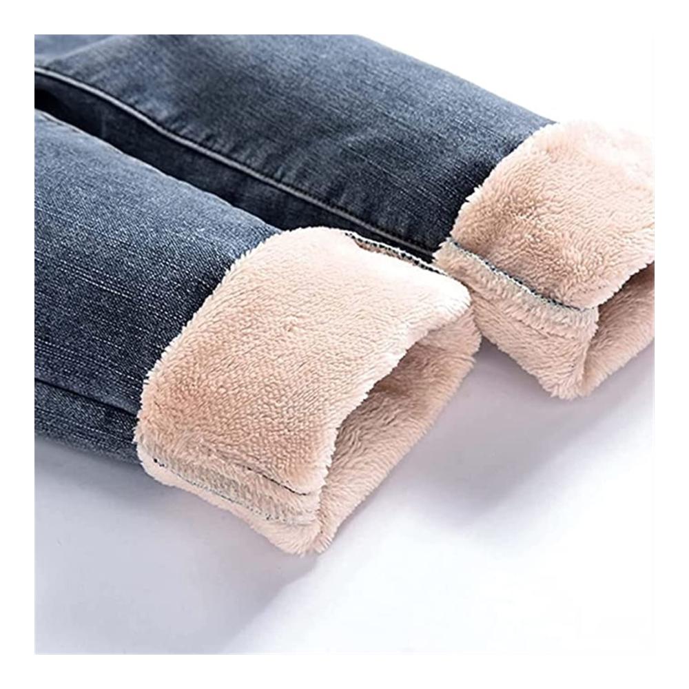 Thermojeans Damen Gefütterte Skinny Jeans für den Winter - Warme Damen Stretchhose mit Normal Waist Knopfleiste & Eng anliegendem Schnitt