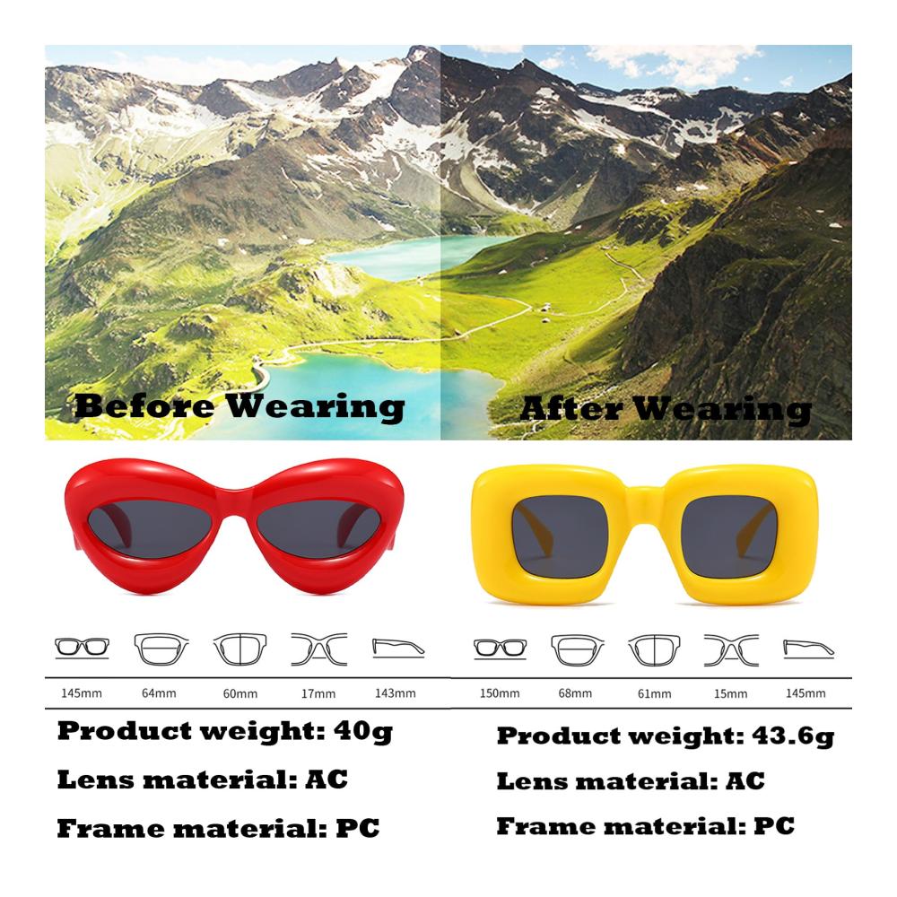 2er-Pack Lustige Vintage Rechteckige Sonnenbrillen - Retro Lippenform & Halloween-Party Brillen-Set für Damen