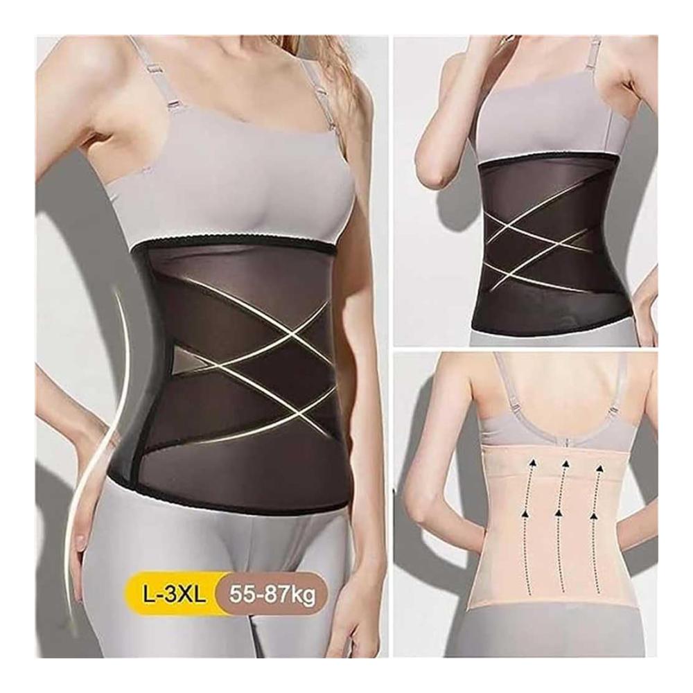 Cross Mesh Miederslip High-Waist Waist Shaper for Crossover Abdominal Control & Tummy Shaping