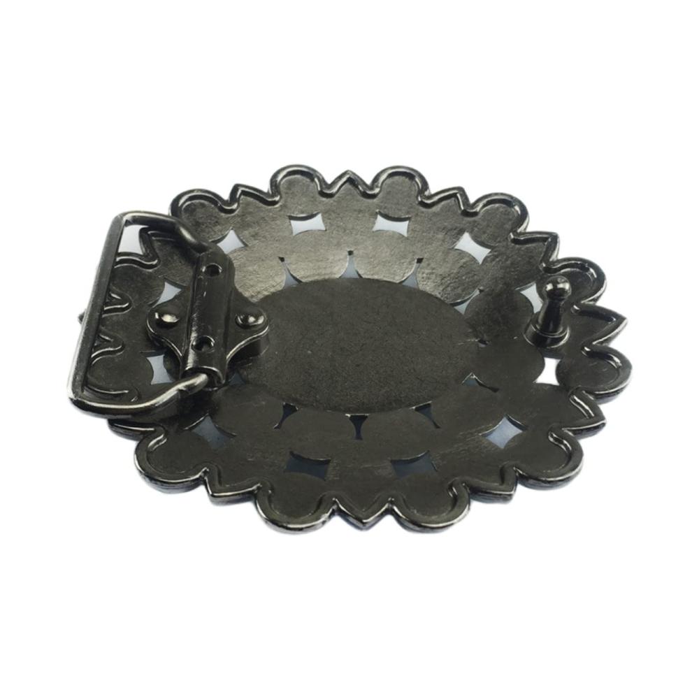 Cowboy Gürtelschnalle COOLLA Herren Vintage Türkis - Handgefertigte Gürtelschnalle in Blau (9 cm