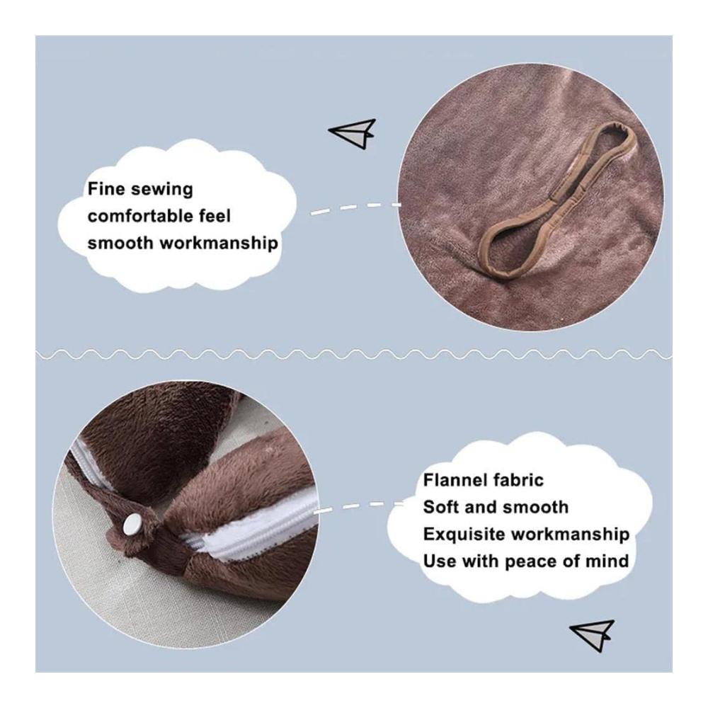 2in1 Reisekissen mit Decke - Weiches Fleece Ideal für Langflüge im Auto und Flugzeug - Großes warmes und platzsparendes Essentials Folda Hut