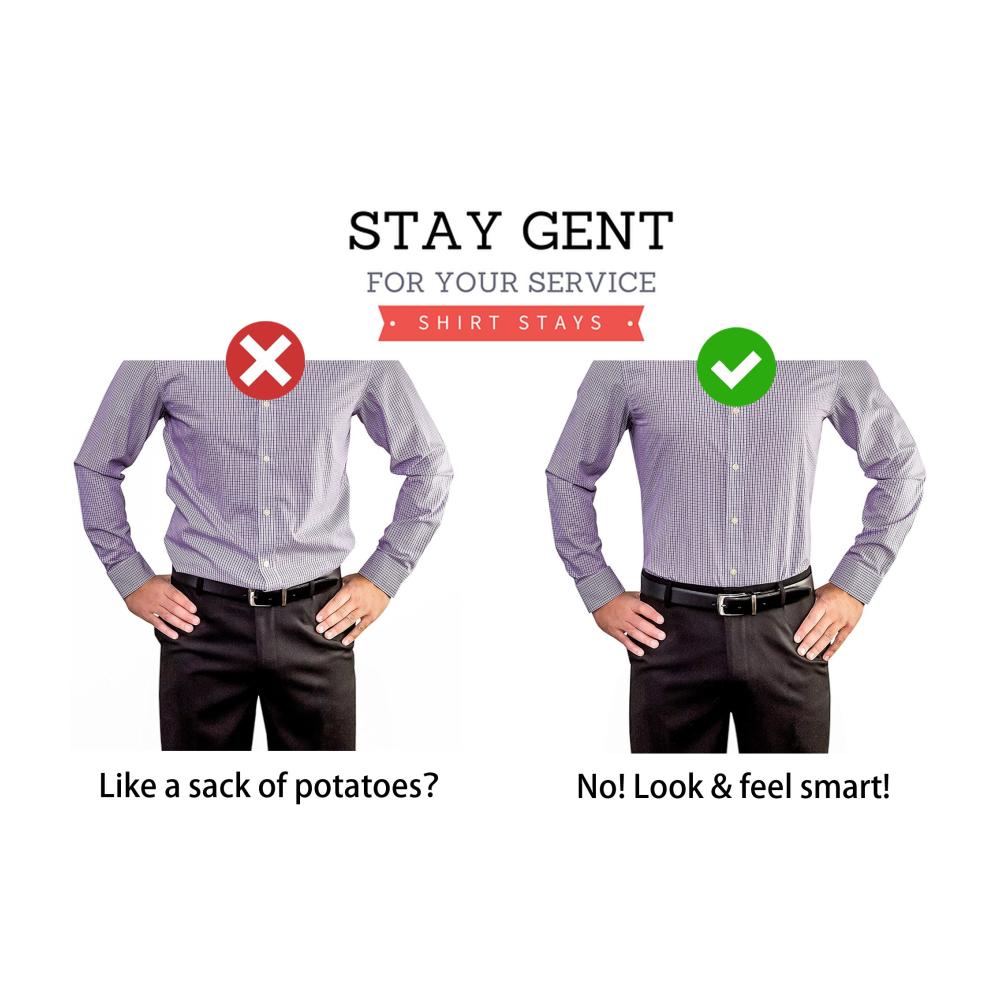Hosenträger STAY GENT Shirt Stays Hemdhalter Herren 2 Paar(4 Stück) - Rutschfester Halt für ein makellos sitzendes Hemd in Schwarz