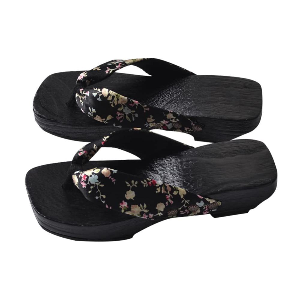 Damen Japanische Holzkeil Sandalen - Sommer High Heel Flip-Flops für Outdoor-Mode am Strand - Böhmische Plattform Schuhe (23.0 cm 6US 36.5EU 3.5UK