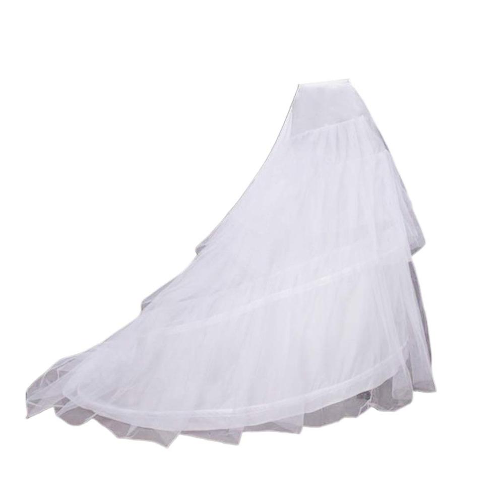 Hochzeit Petticoat - Damen Unterrock mit 2 Reifen 3-lagigem Tüll bodenlangem Fischschwanz und elastischer Taille