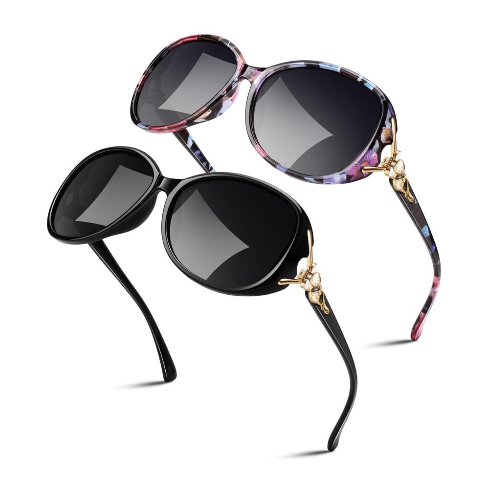 Sunier Damen Polarisierte Großformat Vintage Oversize Sonnenbrille mit 100% UV400 Schutz - Trendy und Klassisch