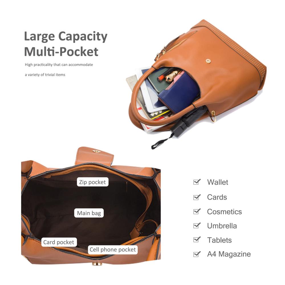 3-teiliges Set modischer Damenhandtaschen aus weichem PU-Leder Große Henkeltaschen Hobo- & Umhängetaschen