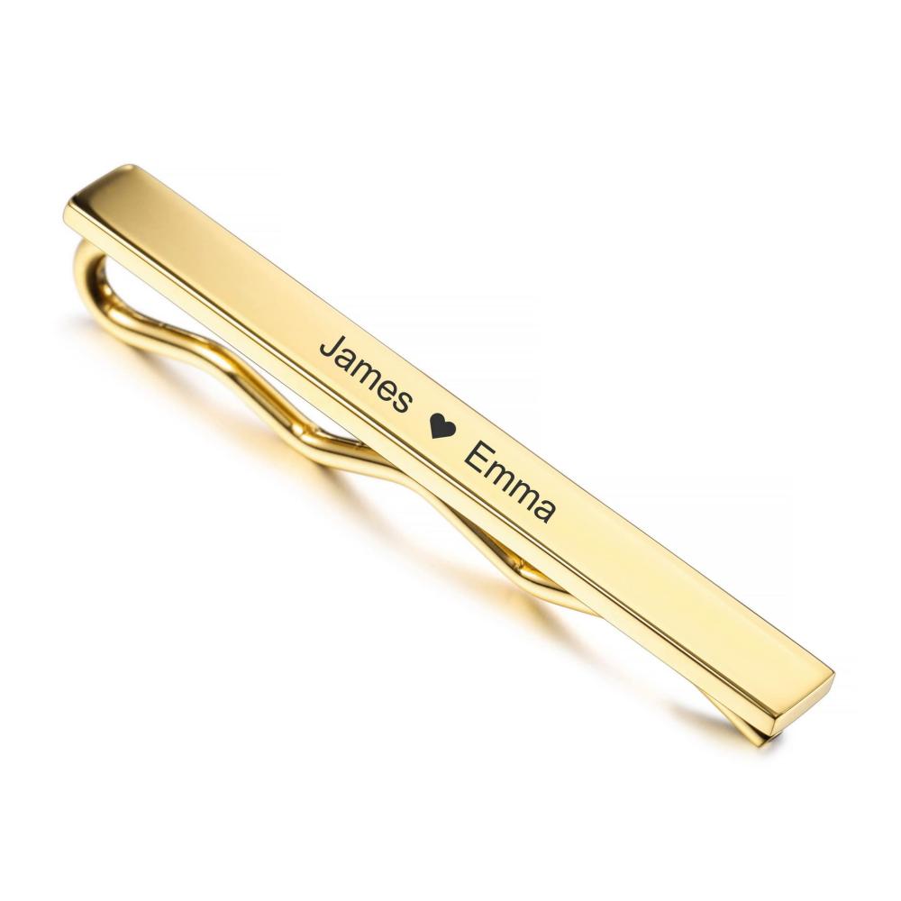 Personalisierte Edelstahl Krawattenklammern für Herren Business - MunkiMix Gravur Krawattenstange in Silber/Gold/Schwarz