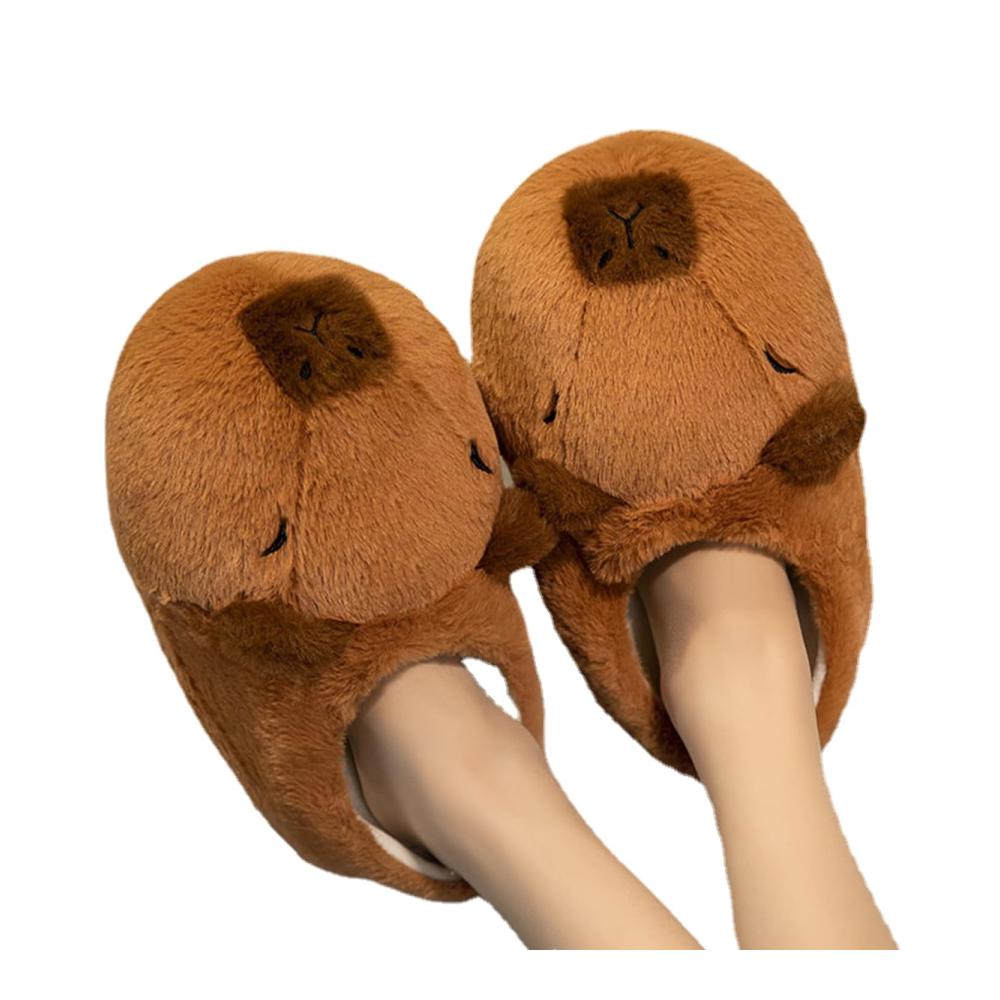 Capybara Fuzzy-Hausschuhe für Damen | Weiche Rutschfeste Schlafzimmerschuhe für Drinnen und Draußen | Flauschige Winter-Hausschuhe mit Lustigem Design
