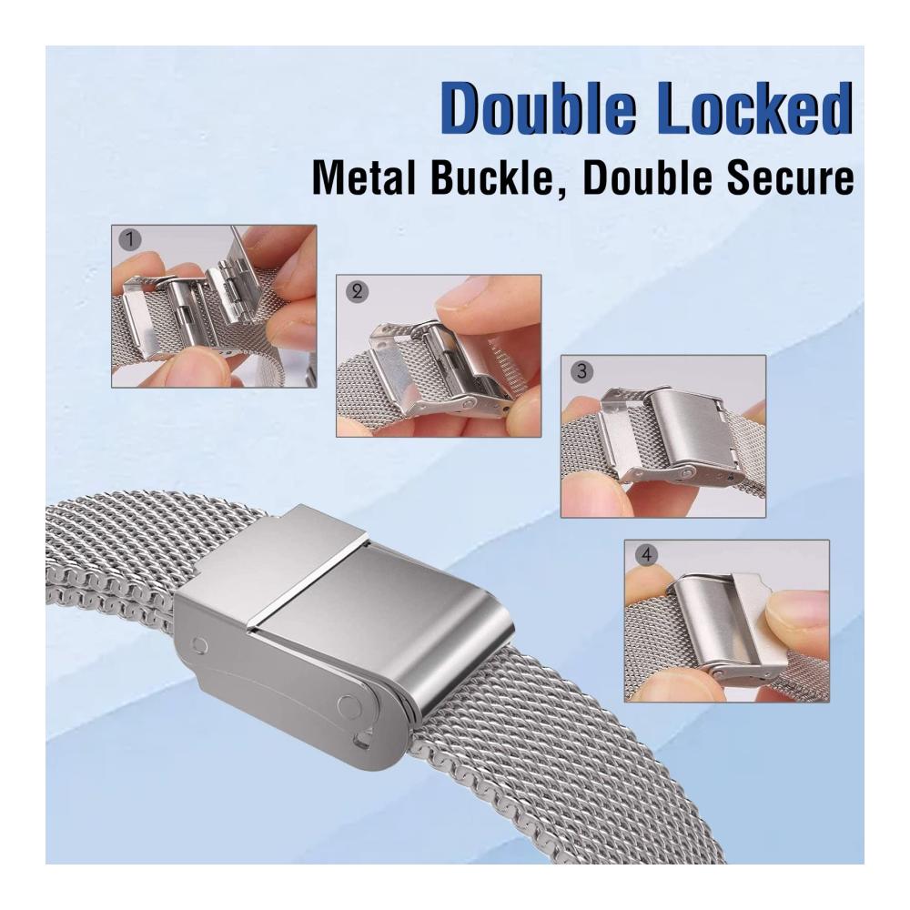 22mm Edelstahl Mesh Uhrenarmband Ersatz für Huawei Watch Buds GT 3 Pro Watch 3 - Silber
