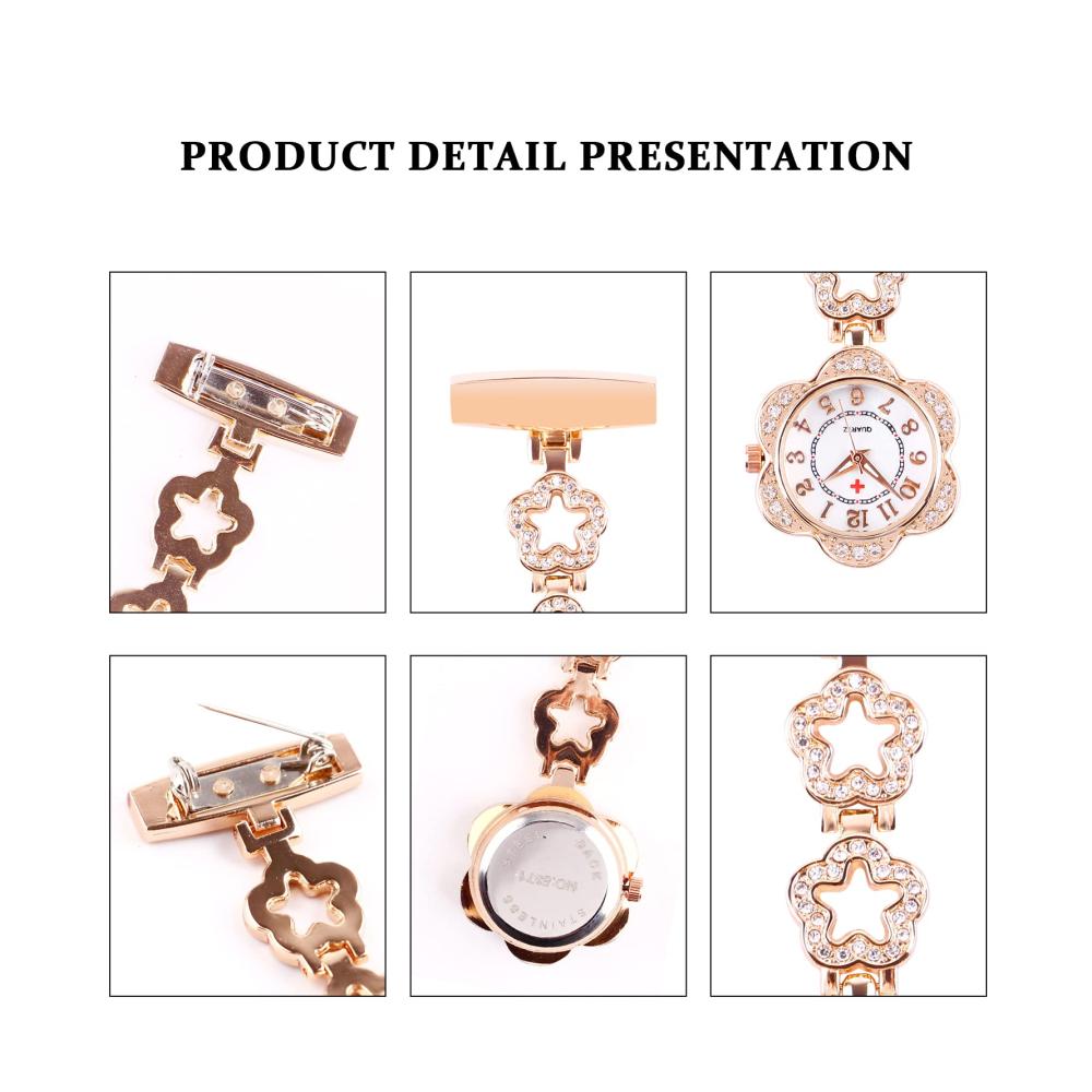 Retro Rose Gold Krankenschwester Clip-on Taschenuhr für Frauen – Stilvoll tragbare Metall Anhänger Brosche ideal für Krankenschwestern