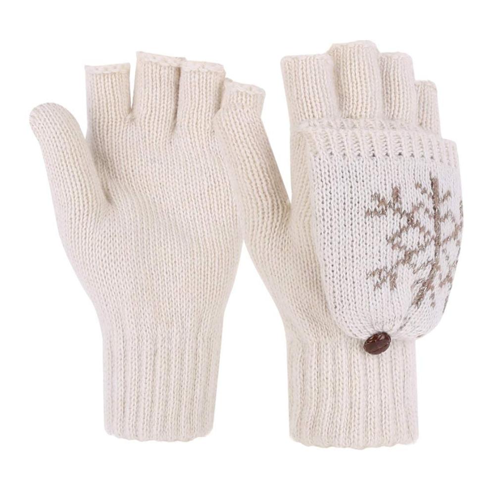 Novawo Damen Fingerlose Handschuhe & Fäustlinge - Schafwolle Mischgewebe Flip Top Design