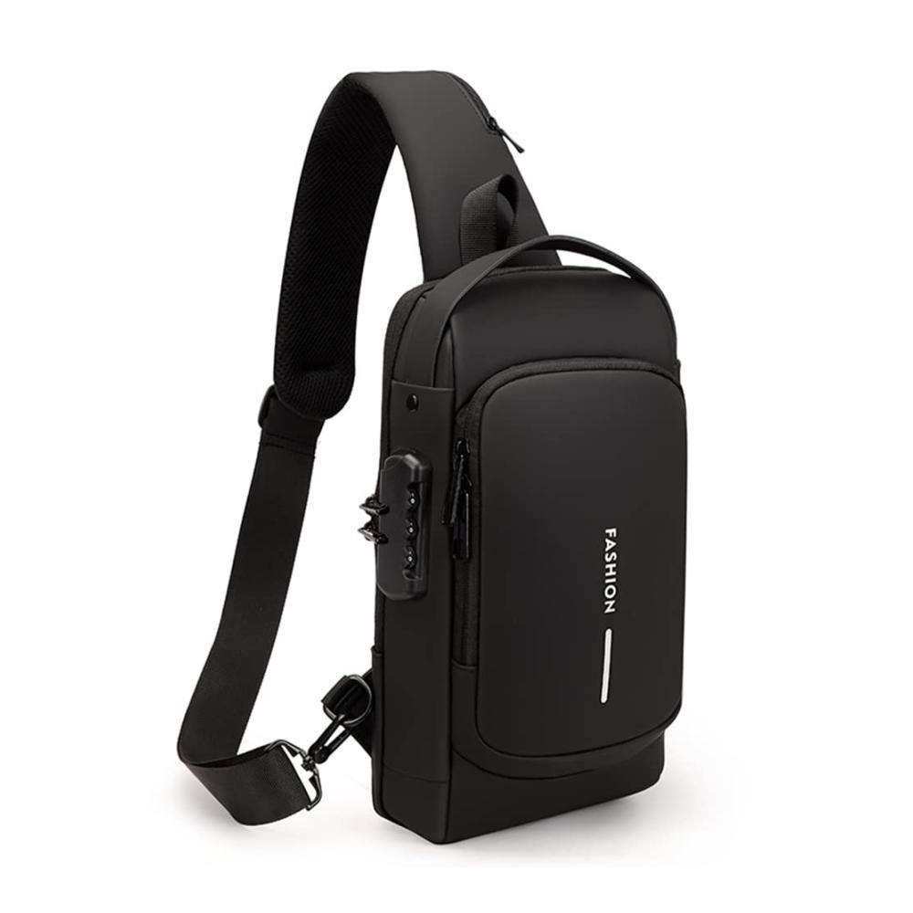 Herren Schultertasche mit Diebstahlschutz USB-Ladeanschluss und Passwortschutz - Wasserdichte Crossbody Umhängetasche für Geschäft und Freizeit