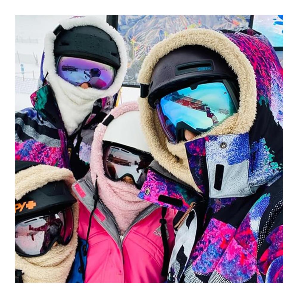 Sherpa Hood Winter Face Mask - Wind-Resistant Ski Mask for Cold Weather Adjustable and Warm Hat Cover Cap Scarf