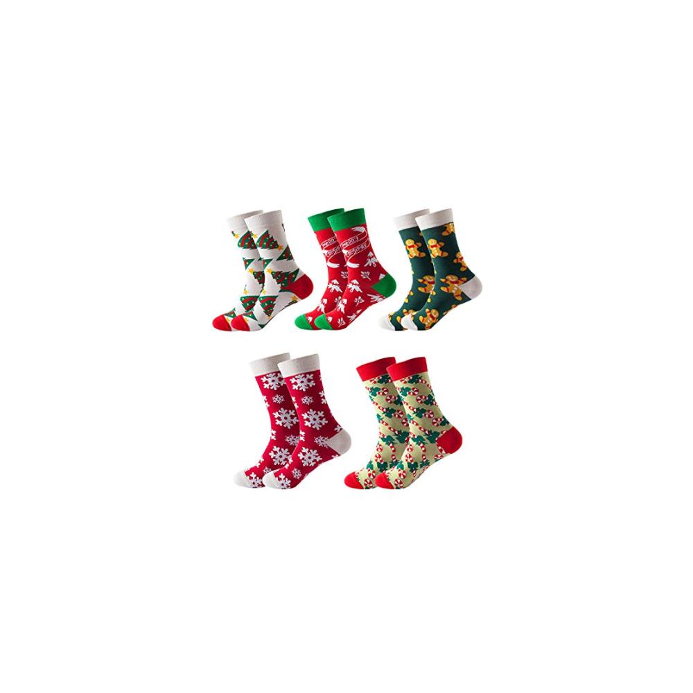 Weihnachts-Crew-Socken 5 Paar bunte Baumwollsocken für lustige und farbenfrohe Feiertage ideal für Männer und Frauen