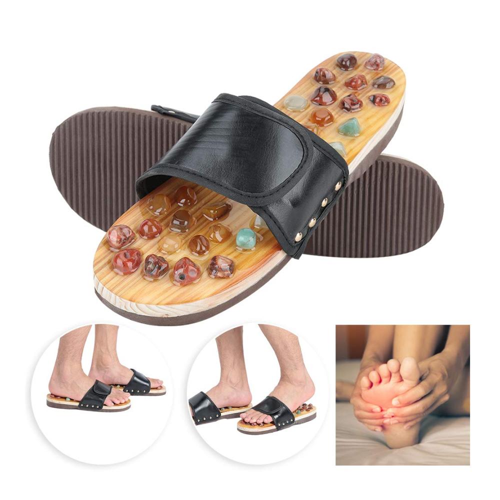 Achat Stein Fußmassage Hausschuhe für Gesundheitspflege - Unisex Sandalen zur Fuß Acupoint Stimulation Schwarz (Größe 39