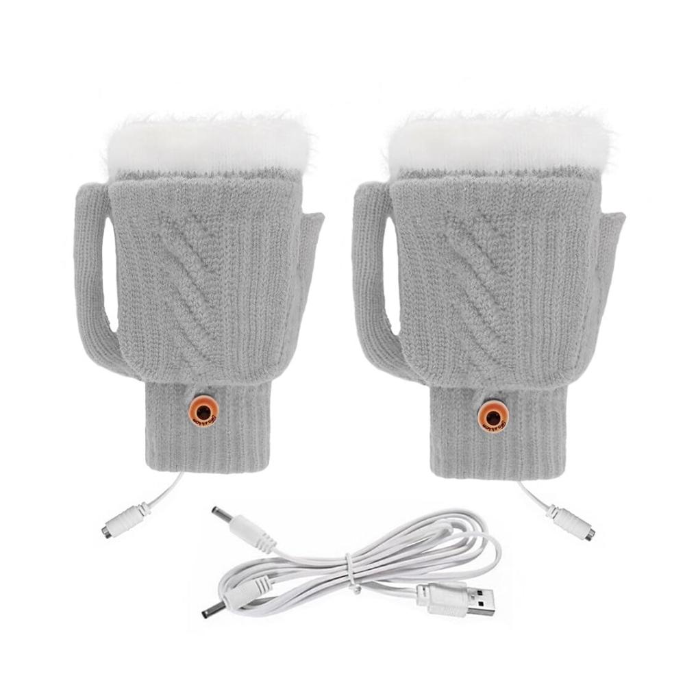 Beheizbare USB-Handschuhe für Damen und Herren – Winterhandschuhe mit Heizung für warme Hände – Voll- und Halbfinger-Beheizte Handschuhe für Touchscreen-Laptops – Waschbare Handwärmer-Fäustlinge