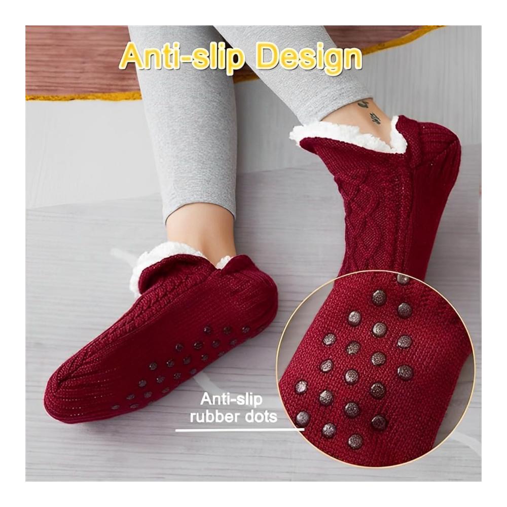 Rutschfeste Thermosocken mit V-Mund für Damen - Gemütliche Schlupfsocken für Zuhause Schlafzimmer & Schlafsaal