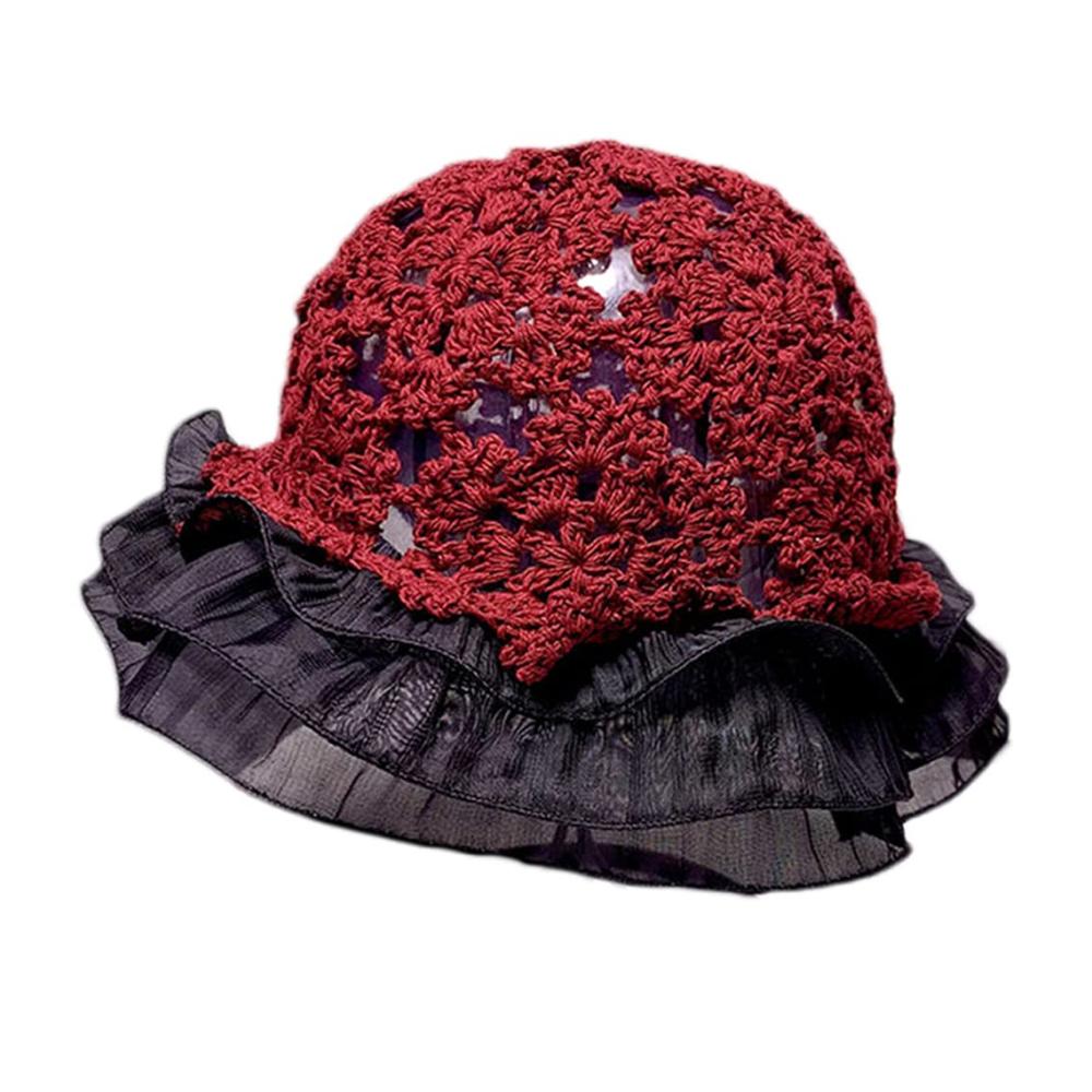 Handgewebte Blumen Sonnenhut für Frauen - Atmungsaktive Spitzenkappe für Frühling und Sommer ideal für Outdoor-Aktivitäten