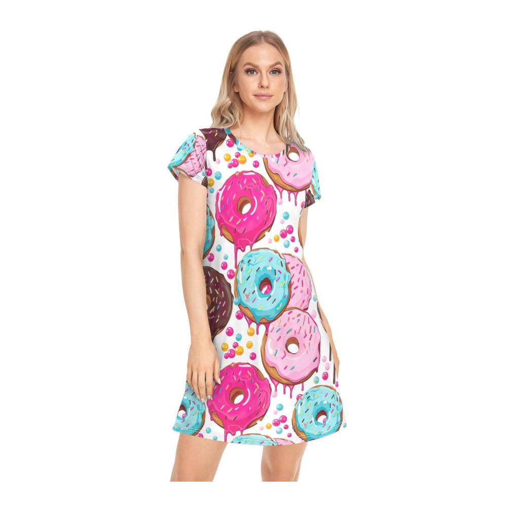 Nachthemden für Damen Bequemer Damen-Schlafanzug mit kurzen Ärmeln und stilvollem Design