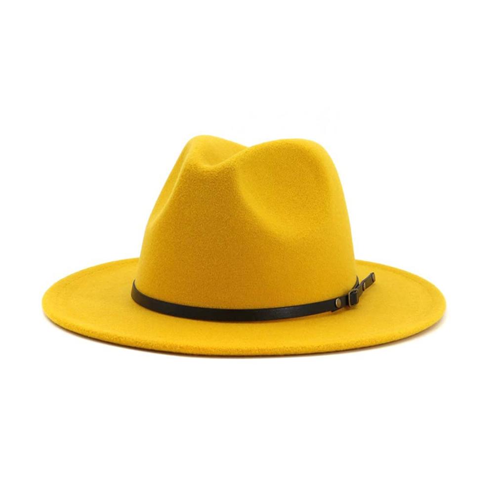 Stilvoller Damen-Fedora QUUPY Hut mit Breiter Krempe Gürtelschnalle & Klassischem Panamahut für Eleganz und Trendbewusstsein