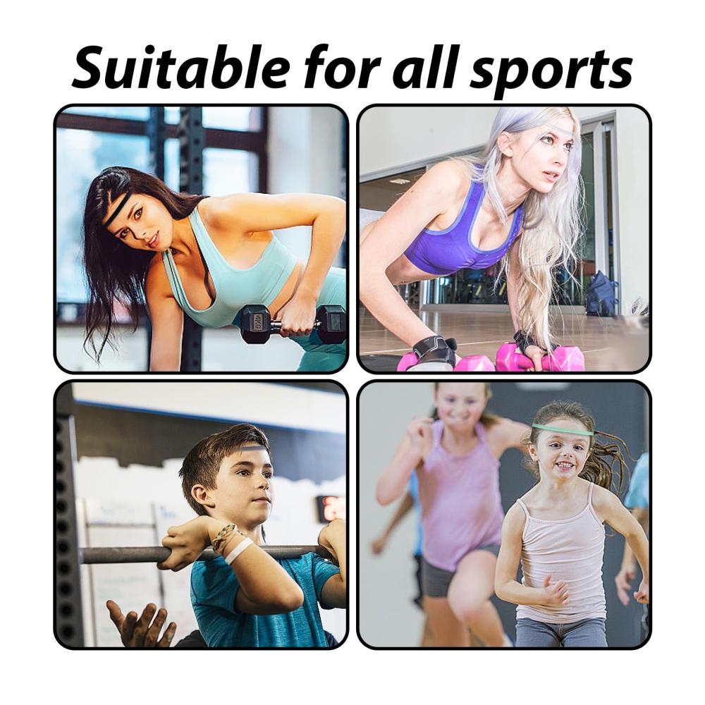 Silikon-gefütterte Sport-Stirnbänder für Erwachsene (8 Stück) - Rutschfeste Yoga-Stirnbänder für Golf Fitnessstudio Camping Laufen und Tennis