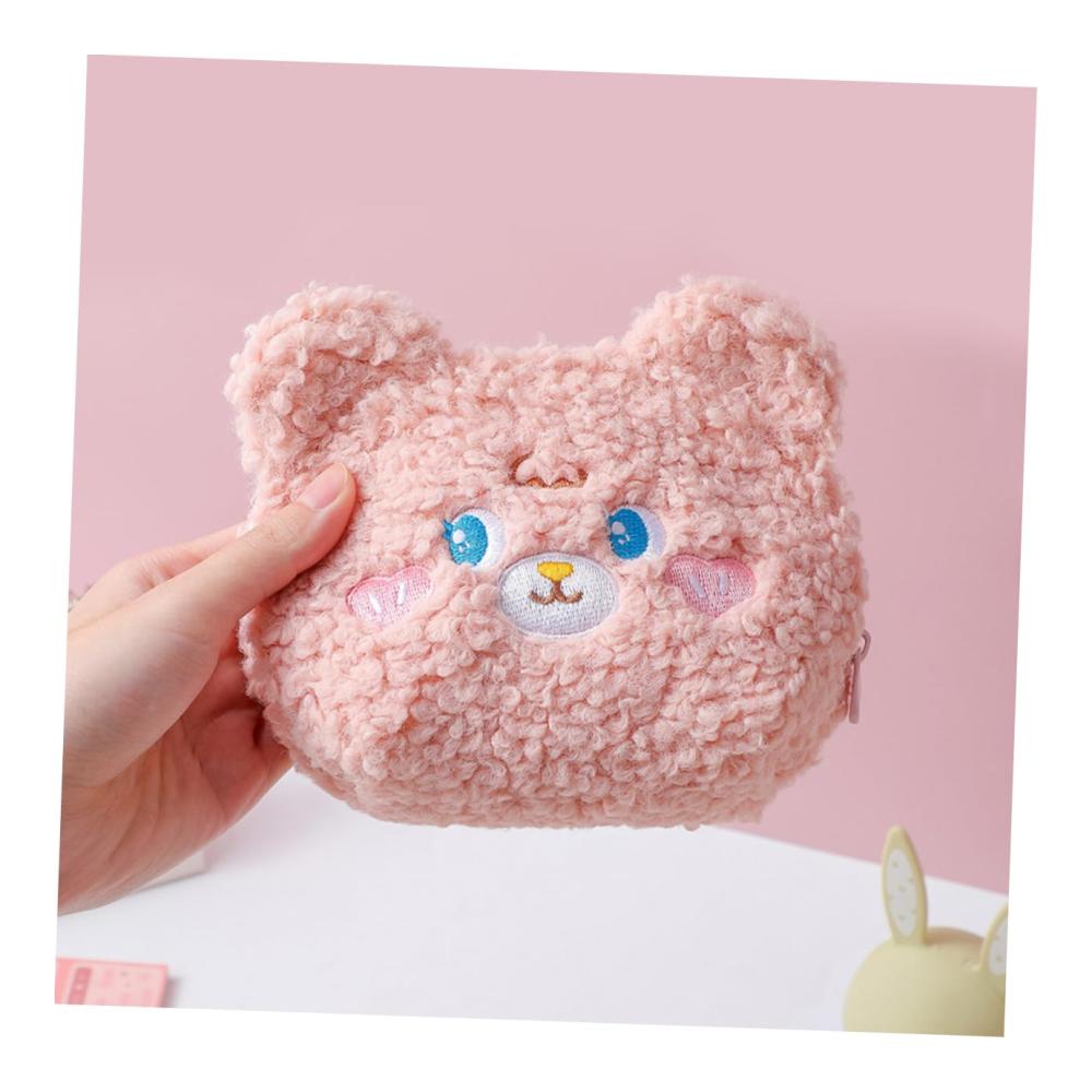 Multifunktionale Geldbörsen-Set Stillkissenhalter Menstruationskissenbeutel Wechselbeutel Flauschiger Make-up-Beutel Cartoon-Kosmetiktasche Münzbörse Studenten Geldbörse – Plüsch Karikatur-Design