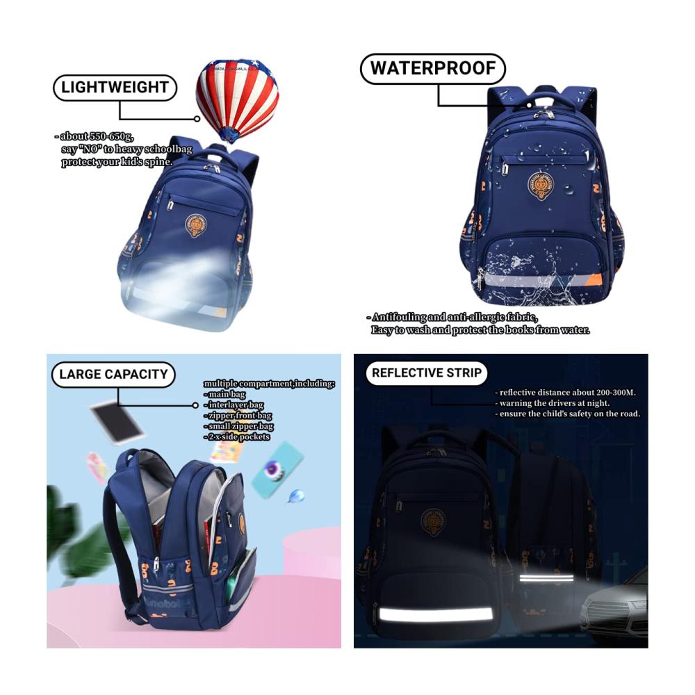 Leichter Wasserdichter Schulranzen für Kinder Große Kapazität Laptop-Rucksack ideal für Schule und Reisen