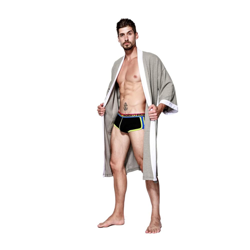 Bademäntel Herren - Luxuriöser Baumwoll-Bademantel mit Schalkragen Weich und Bequem für Zuhause Spa Badewanne und Dusche (Grau Größe S