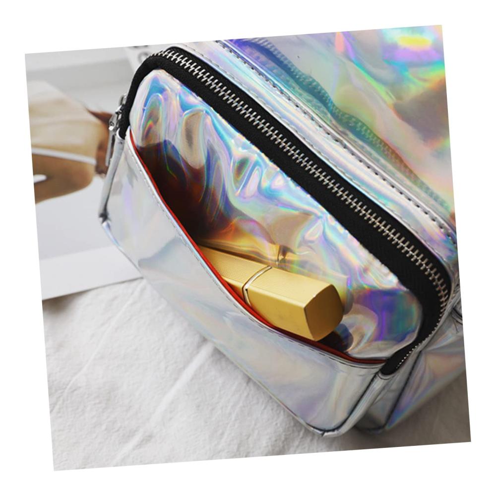 Holografischer 2-Er Rucksack Verstellbar Reflektierend Schillernd - Mini-Umhängetasche für Mädchen Damen - Lässiger Schulranzen mit Floral-Design