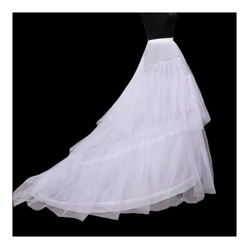 Hochzeit Petticoat - Damen Unterrock mit 2 Reifen 3-lagigem Tüll bodenlangem Fischschwanz und elastischer Taille