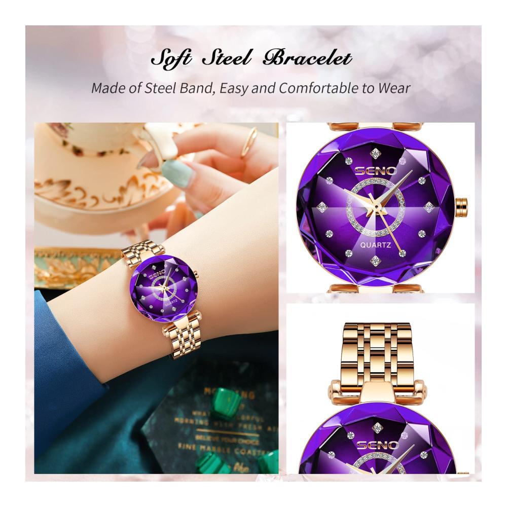 Rorios Damen Armbanduhr Analog Quarz & Wasserdicht - Edelstahlarmband mit Diamanten - Modeuhren für Frauen & Mädchen
