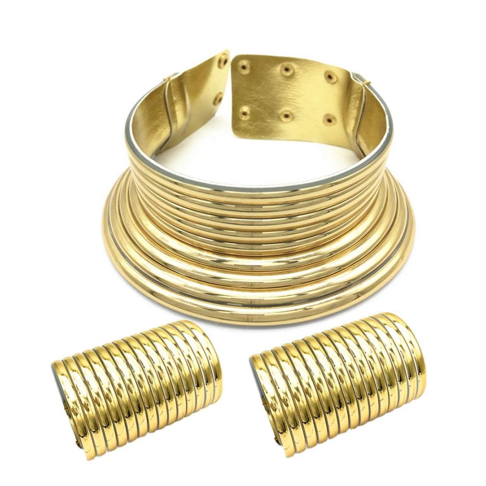 Afrikanische Choker Halskette und Armband Schmuck Sets - Elegante Gold-Accessoires für Frauen ideal für Hochzeit und Feier
