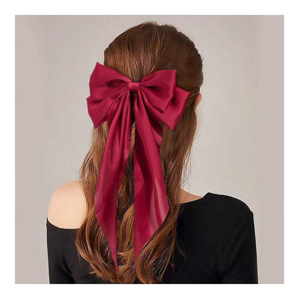 Satin Haarspangen Set - 20 Stück 3 cm groß einfarbig Haarschmuck für Damen und Mädchen Rot
