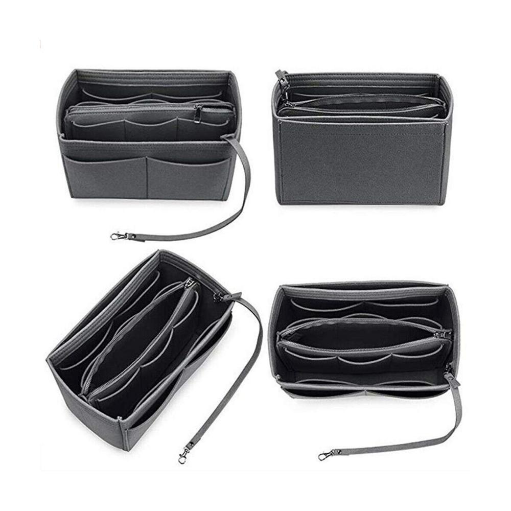 Handtaschen-Organizer Kompakter Filz-Einsatz für Make-up und Geldbörse (Blau Größe S