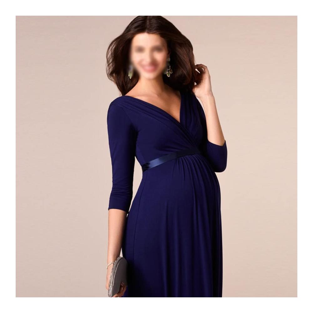 Maxikleid Schwangerschafts-Kleid mit tiefem V-Ausschnitt für Schwangere - Sexy Umstandskleid für Fotoshootings Europäische und Amerikanische Abendmode