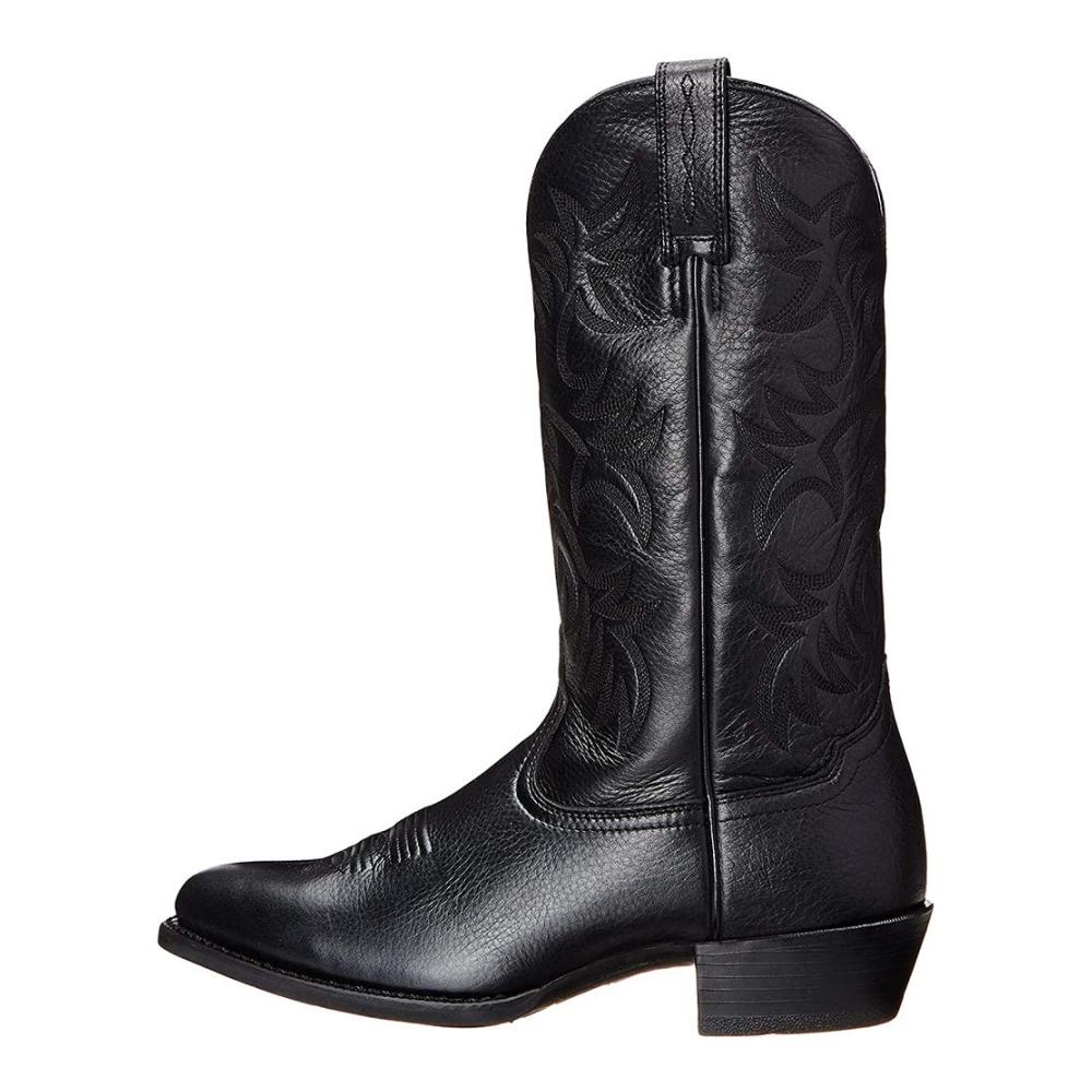 Herren Western Cowboy Stiefel | Vintage Stickerei | Hohe Reitritter Stiefel | Echtleder Lange Stiefel | Winter Outdoor Wanderschuhe Schwarz 46