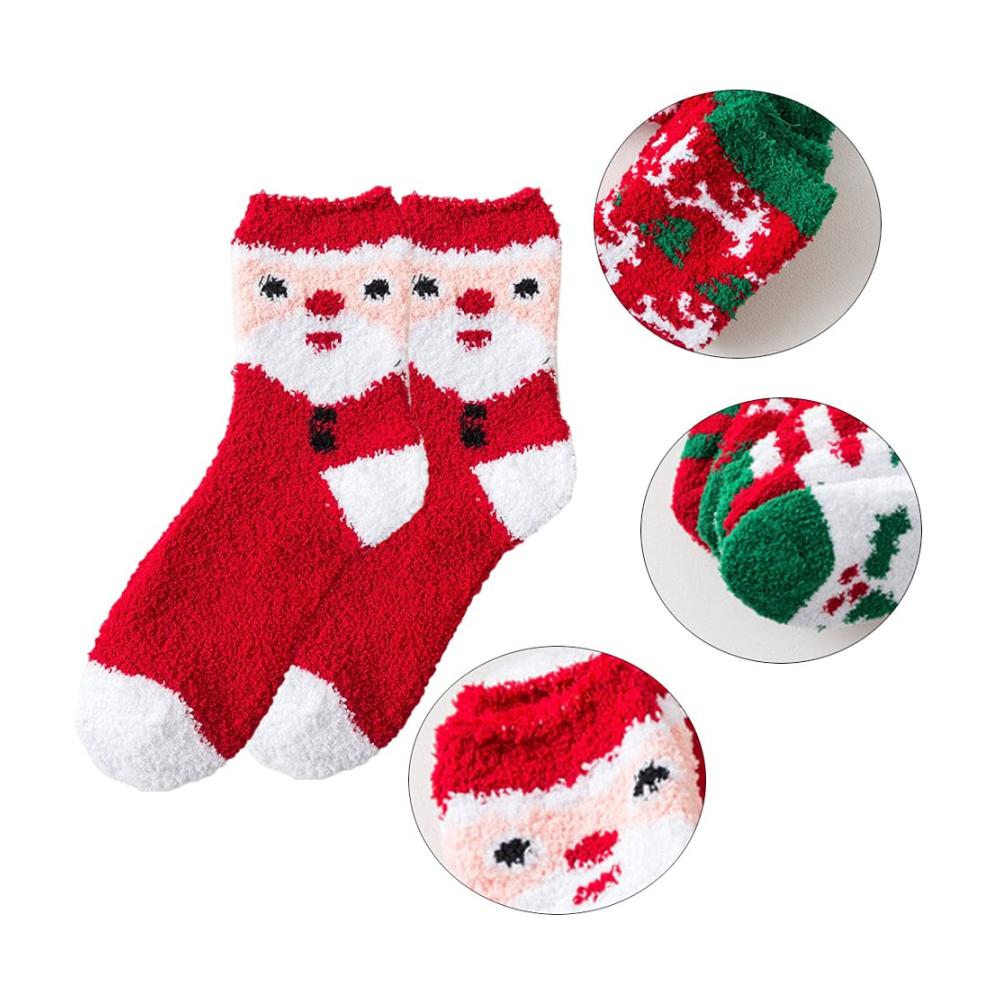 Hachera Weihnachtssocken - 6 Paar Damen Kuschelsocken für Warme Winter Hausschuhe - Flauschige Wintersocken mit Stoppersohle