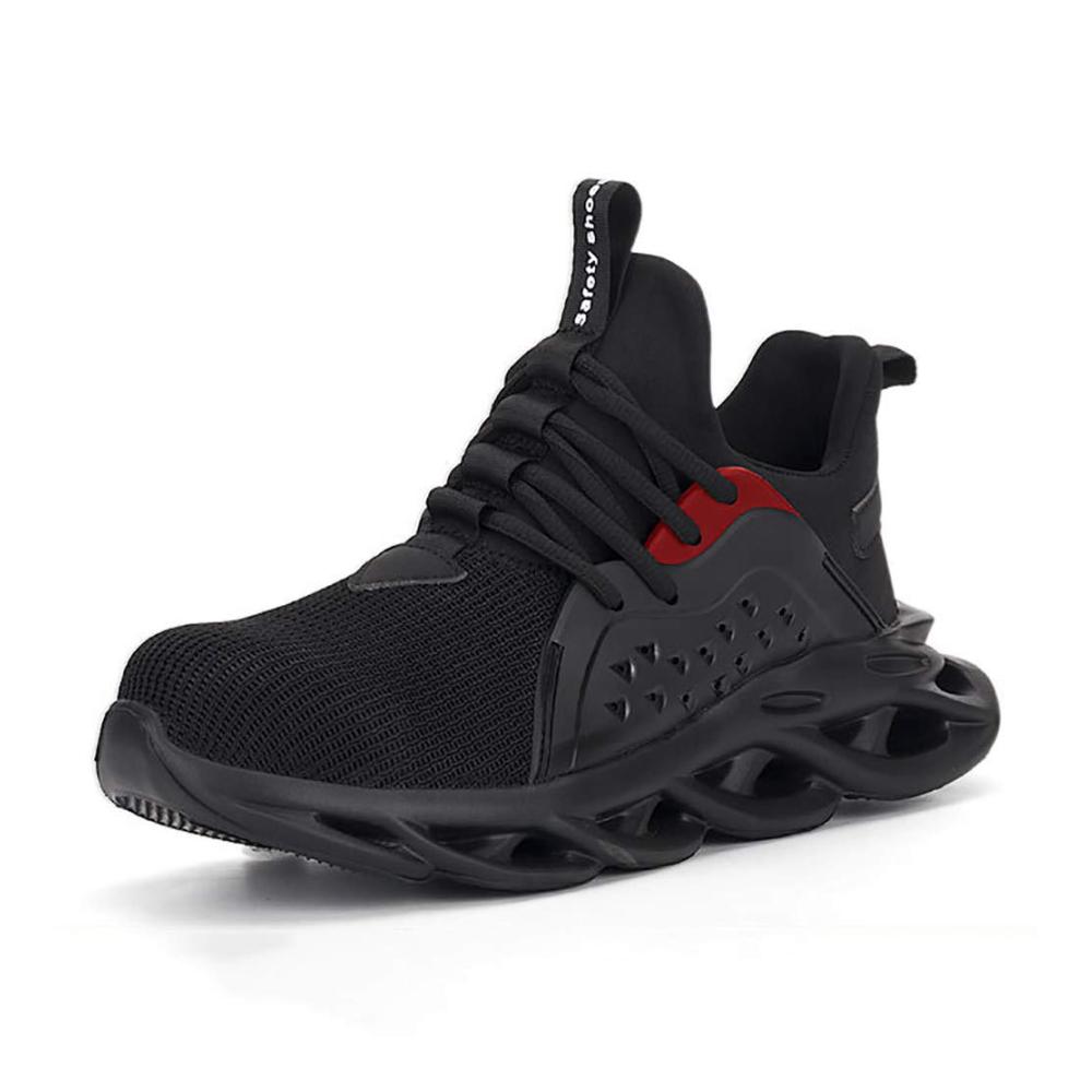 Arbeitsstiefel Herren – Sicherheitsschuhe Stahlkappe Leicht & Atmungsaktiv Isolierte Industriesportschuhe Geflochtene Wanderschuhe Black-38