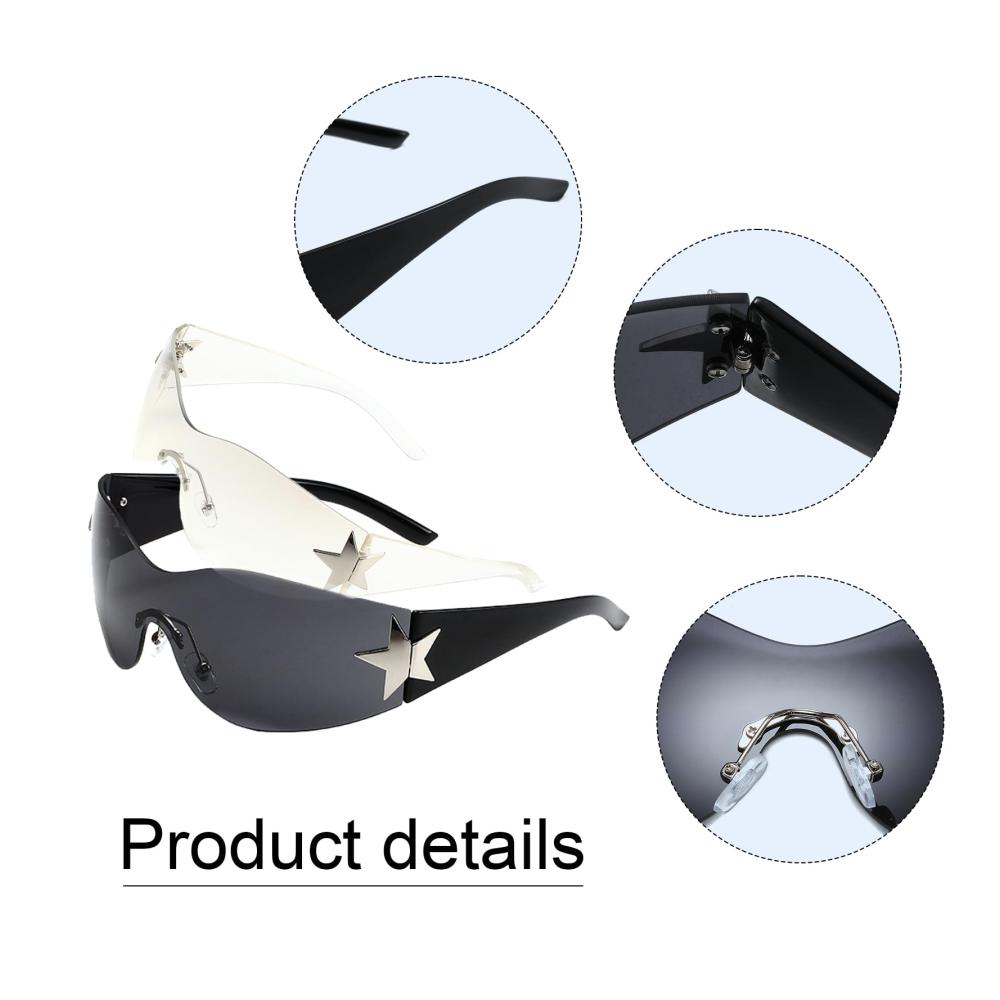 Randlose Y2K Sonnenbrillen 2 Stück Set - Retro UV-Schutz für Damen und Herren