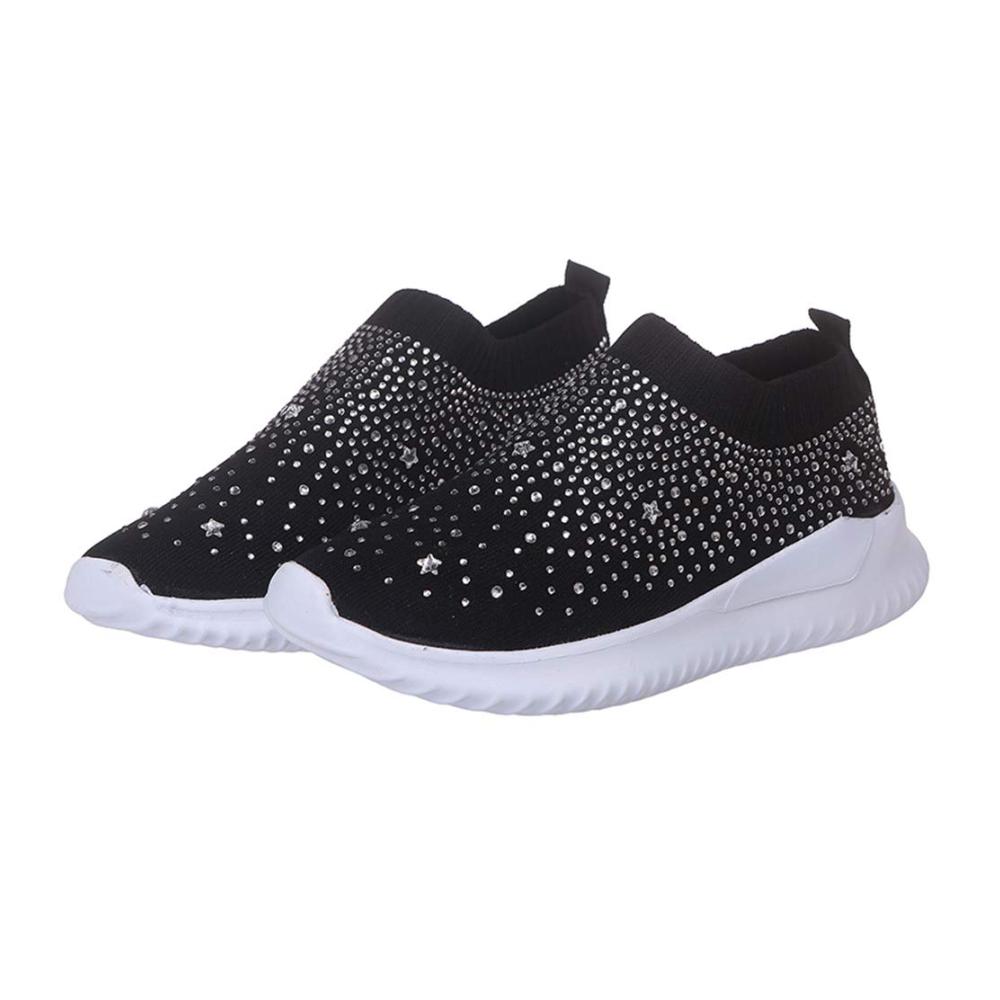 Kristall Sneaker für Damen Bequeme Slip-On Turnschuhe mit flachem Design und atmungsaktiver Sohle