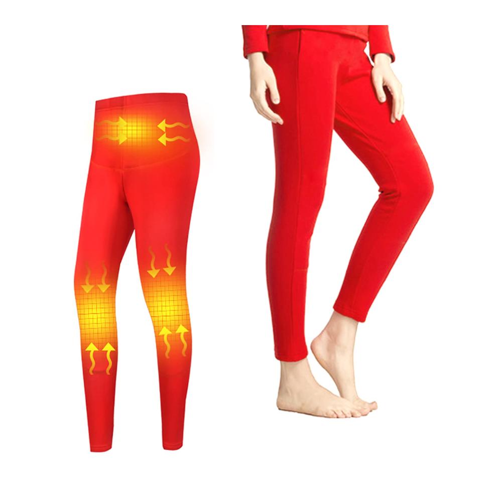 Damen Elektrisch Beheizbare Unterhose - Kabellose Wärme für kalte Tage USB Rechargeable Heated Underwear in Rot 2XL 3-Zonen Kohlefaserheizung