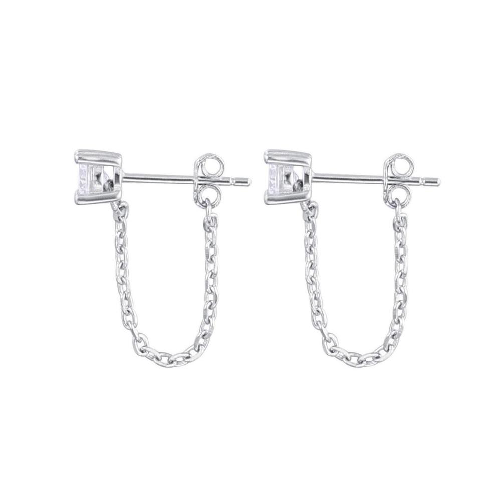925 Sterling Silber Ketten-Ohrringe für Damen und Mädchen - Elegante Ohrstecker in Kleinformat
