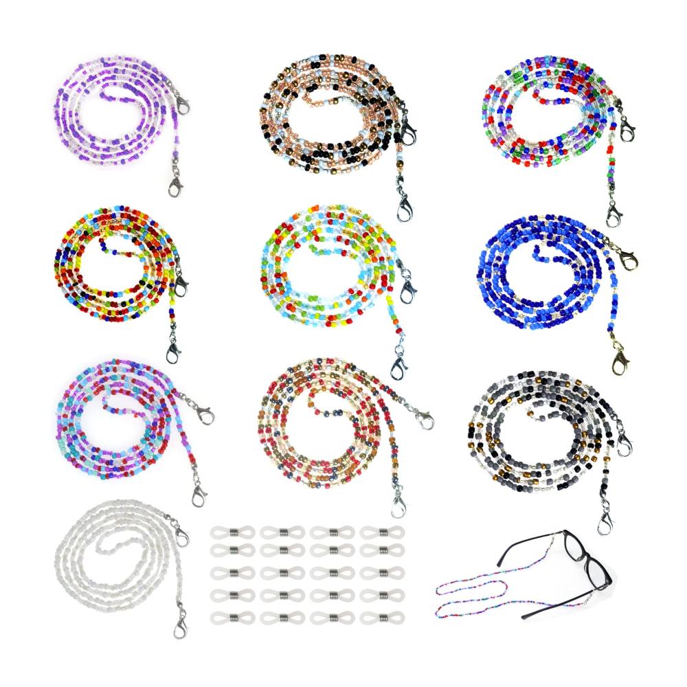 Bunte Brillenbänder & Ketten Set - 10 Stück Perlen Brillenkette Damen Brillenband Rutschfest für Sonnenbrille Lesebrille Sportbrillen (75cm) - GZLCEU Eyewear Accessoires